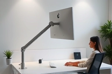 Ergonomic desk setup with a monitor arm